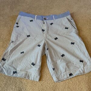 Tommy Hilfiger 100% Cotton Seersucker Crab Embroidered Stripe Summer Shorts